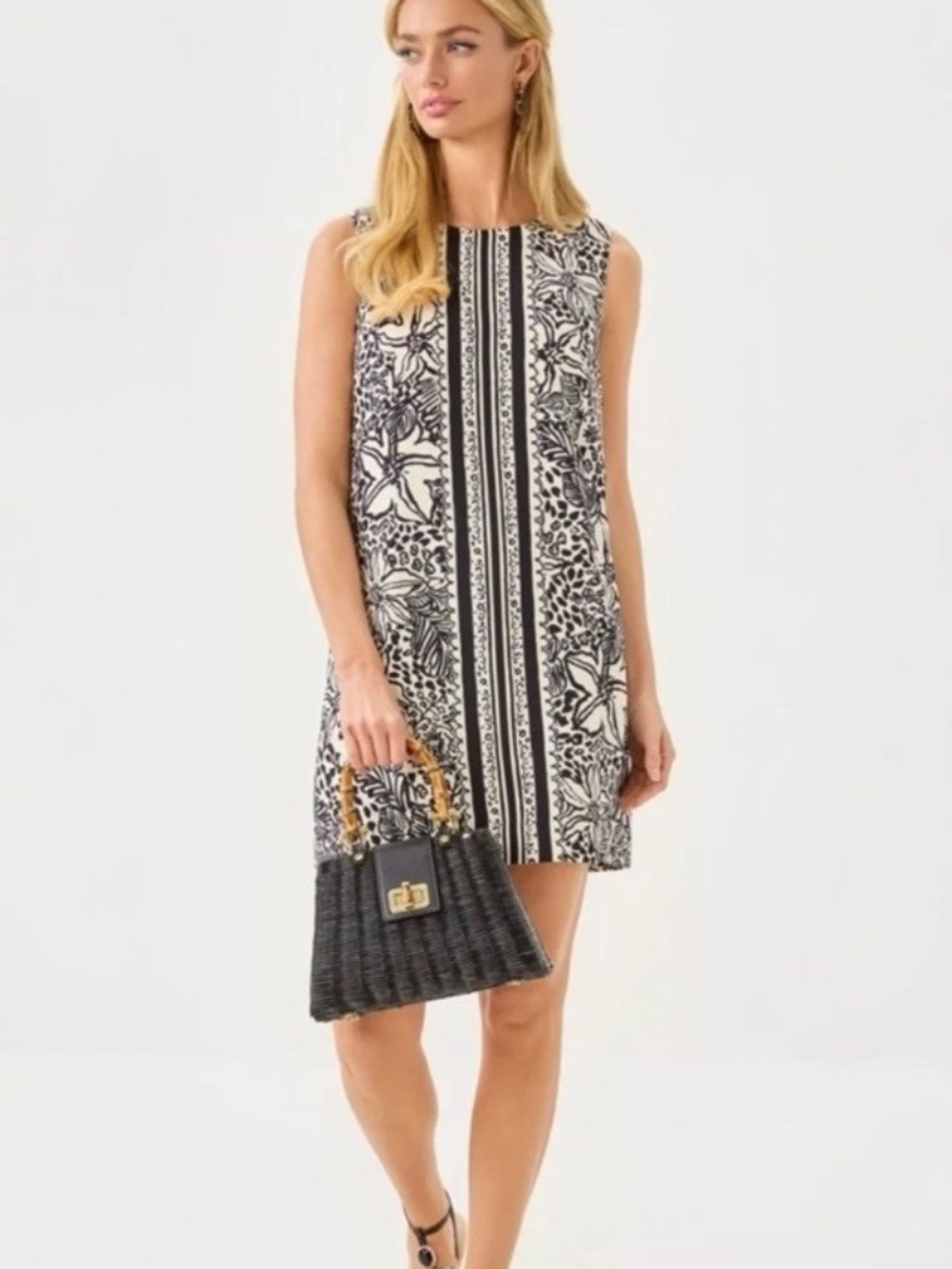Lilly Pulitzer EDITA SHIFT DRESS, Straight Fit ,Onyx,Black/white NWT Size 4